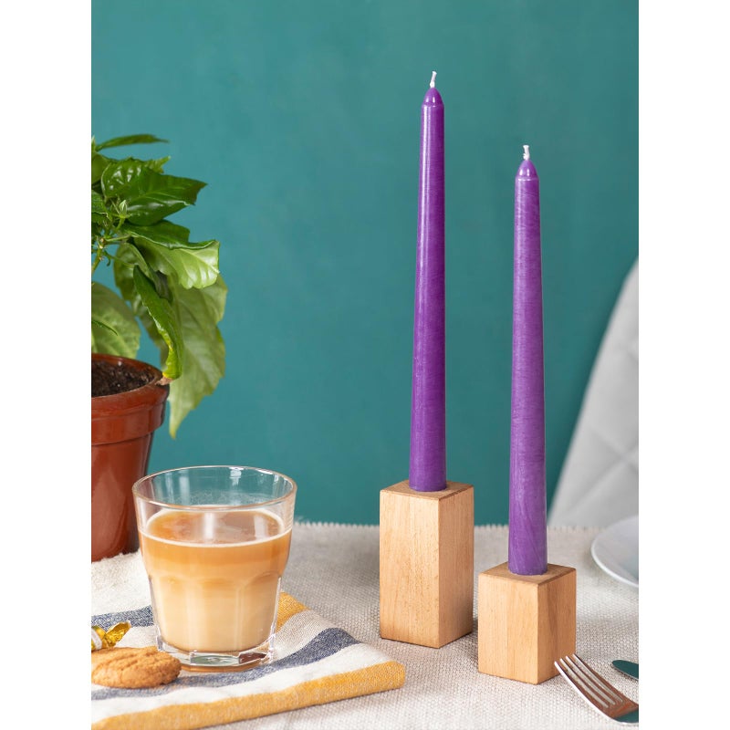 CANDWAX 12 inch Purple Taper Candles Set of 12 - Unscented Smokeless Dripless Tapered Candle Sticks - Taper Candlesticks for Special Occasions and Ordinary Dinners - Purple Tapered Candles - Image 5